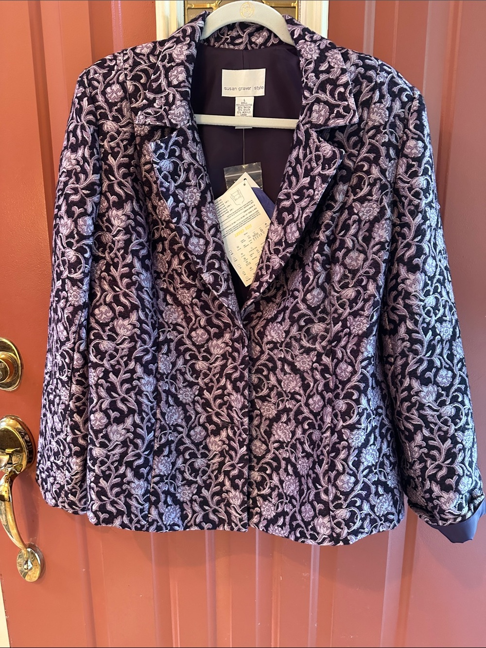 Susan Graver Lilac and Purple Floral Jacquard Blazer
